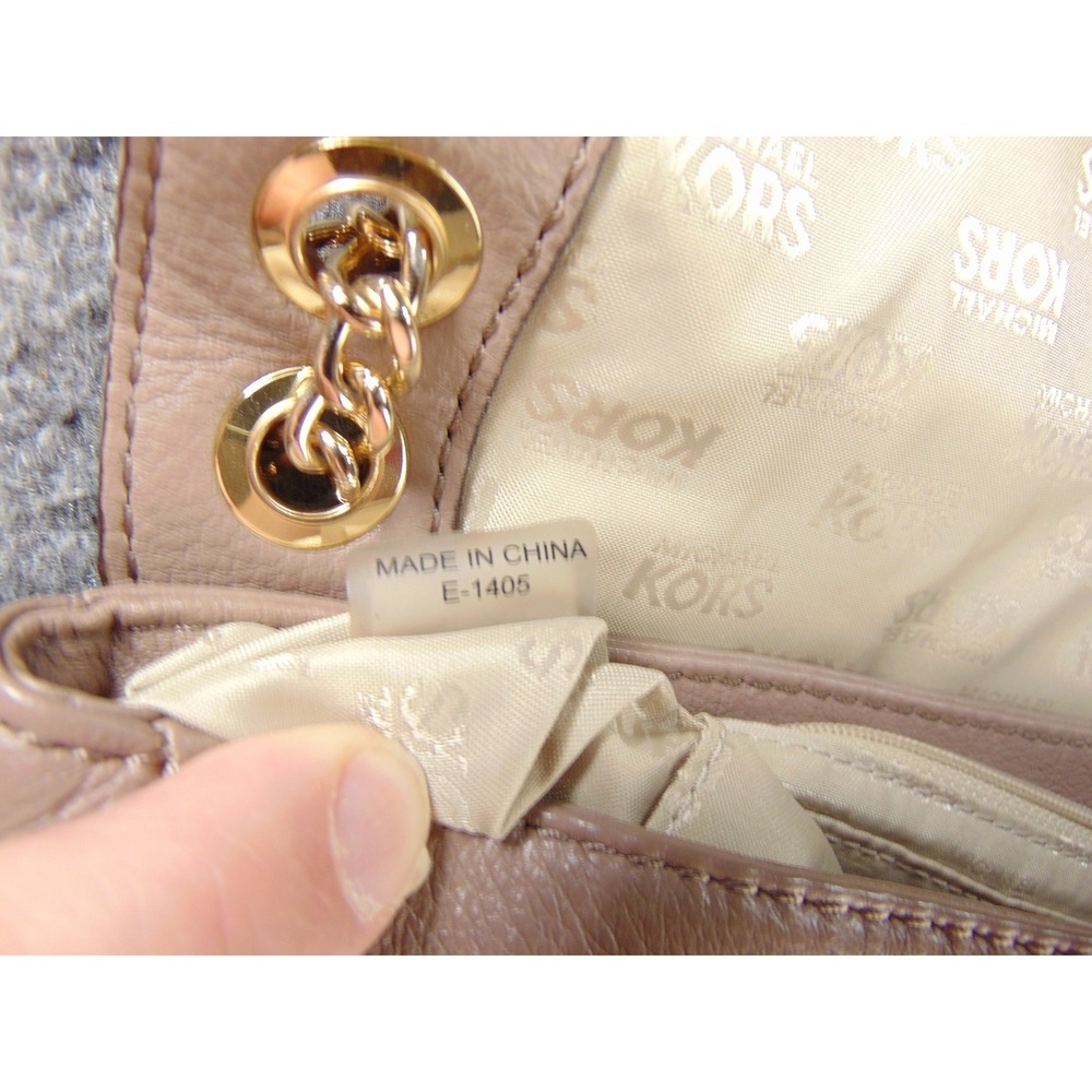 Michael Kors Fulton Large Flap Crossbody Bag Tan Pebbled Leather Chain - Picture 13 of 16